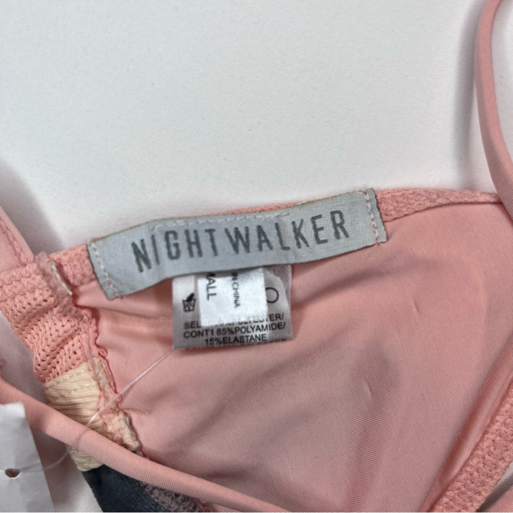 NWT Women’s Nightwalker The Slide Pink Geometric Triangle Bralette Bikini Top Sm - Picture 7 of 8